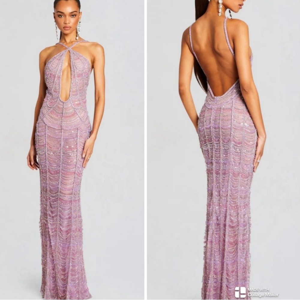 COPY - NEW CURRENT SEASON Retrofete Halona pink purple jewel embellished gown d…
